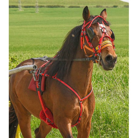 Harnais D'attelage En Cuir Mirza 1973 - Taille Full/Cob - Rose, Jaune, Noir